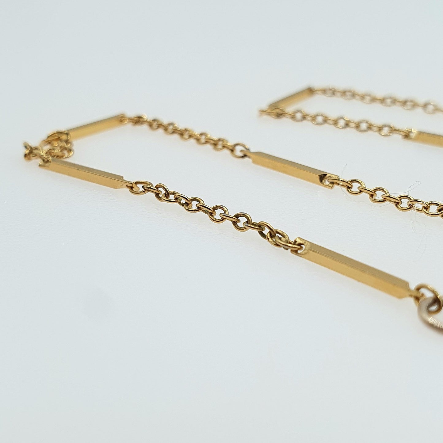 Vintage Rolled Gold Filled Bar and Cable Link Chain Necklace Antique Style 45cm 2.21g Jewelry Jewellery