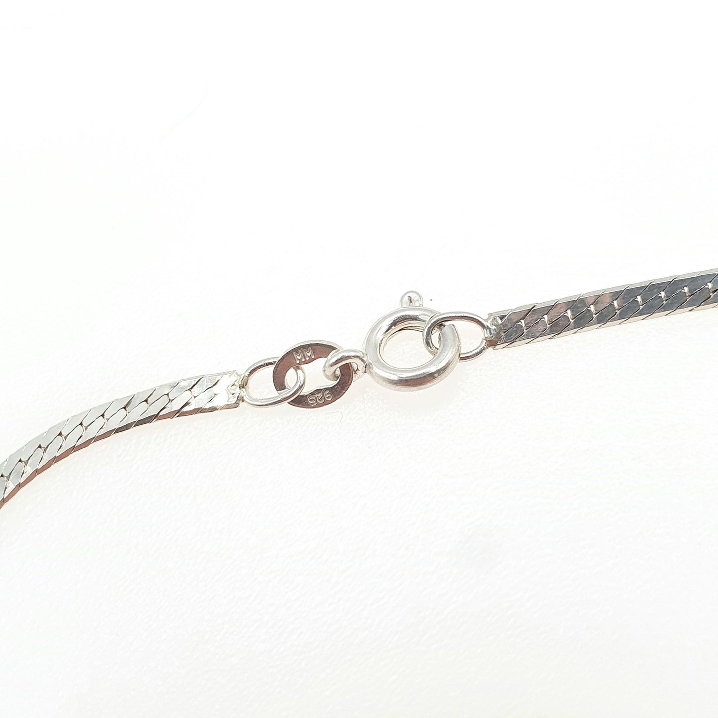 Vintage Sterling Silver Flat Snake Link Chain Necklace Woven 3.89g 40cm Solid 925 Jewellery Jewelry