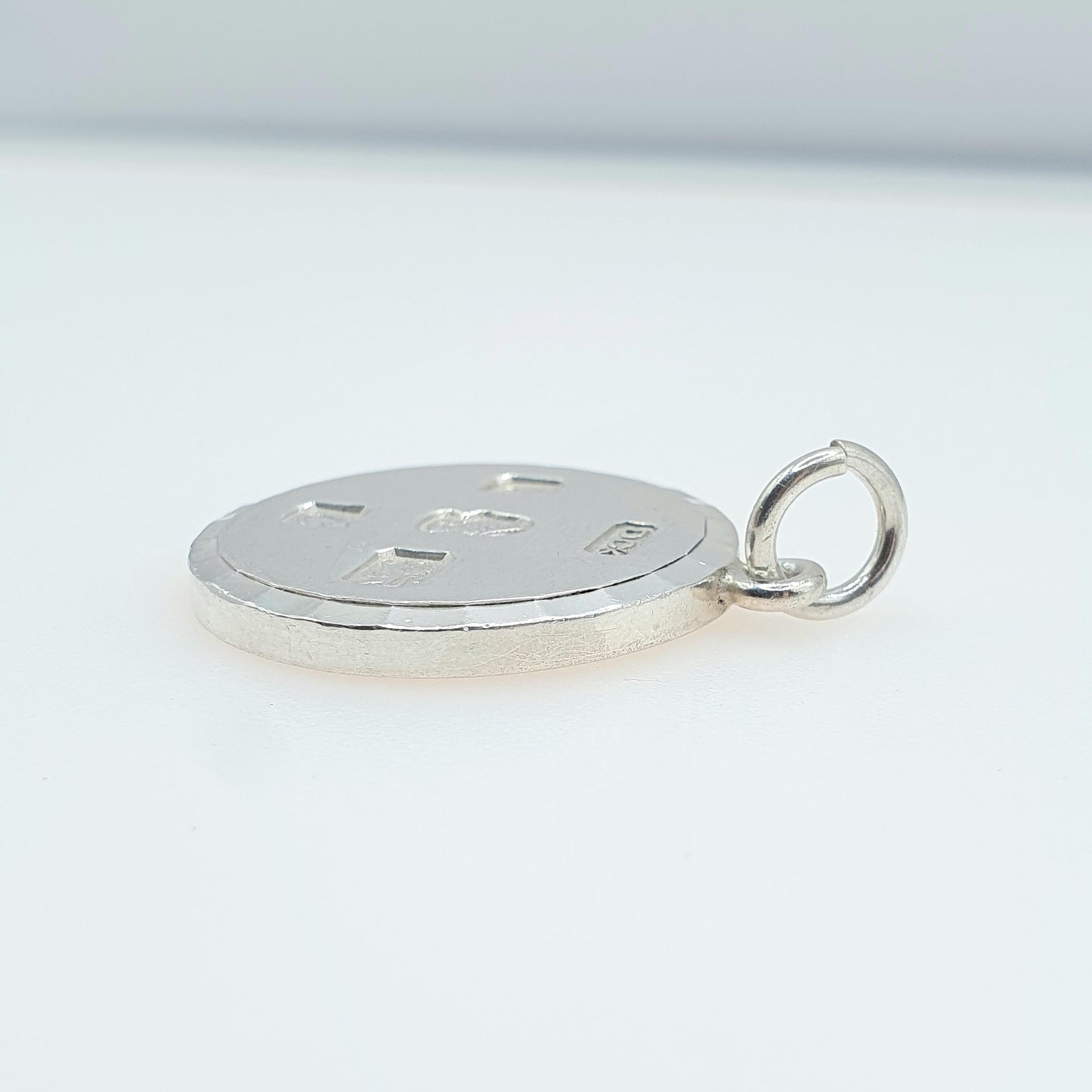 Vintage Sterling Silver Round Ingot Coin Pendant Queen Elizabeth 2nd Solid 925 Large Heavy Necklace