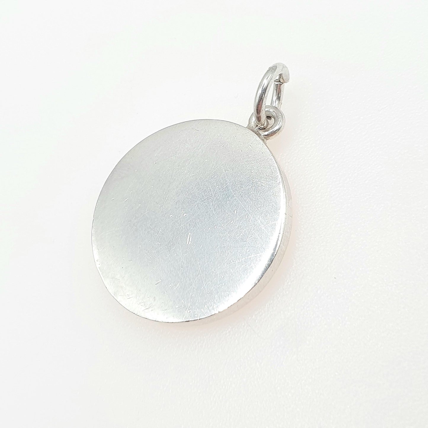 Vintage Sterling Silver Round Ingot Coin Pendant Queen Elizabeth 2nd Solid 925 Large Heavy Necklace