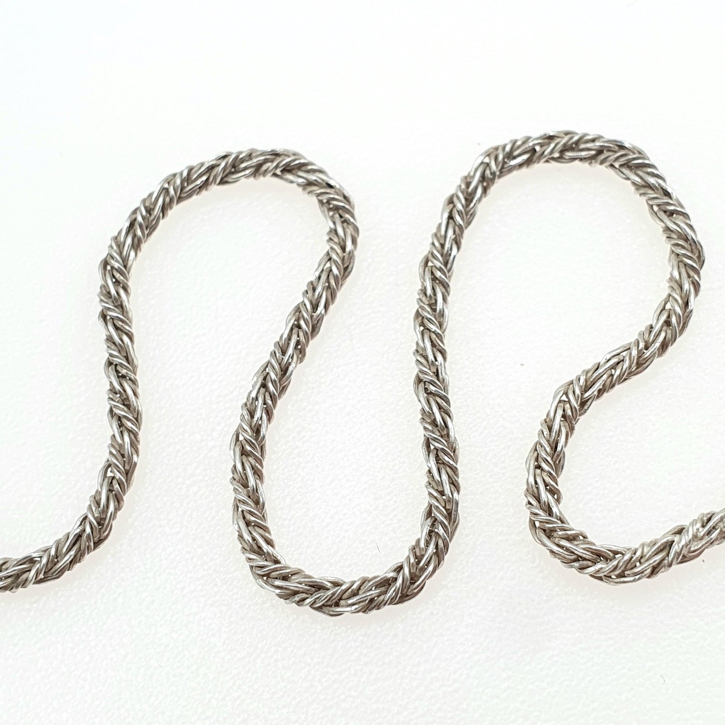 Vintage Sterling Silver Woven Rope Link Chain Necklace Twist Solid 925 Choker 4.70g 38cm Jewelry Jewellery
