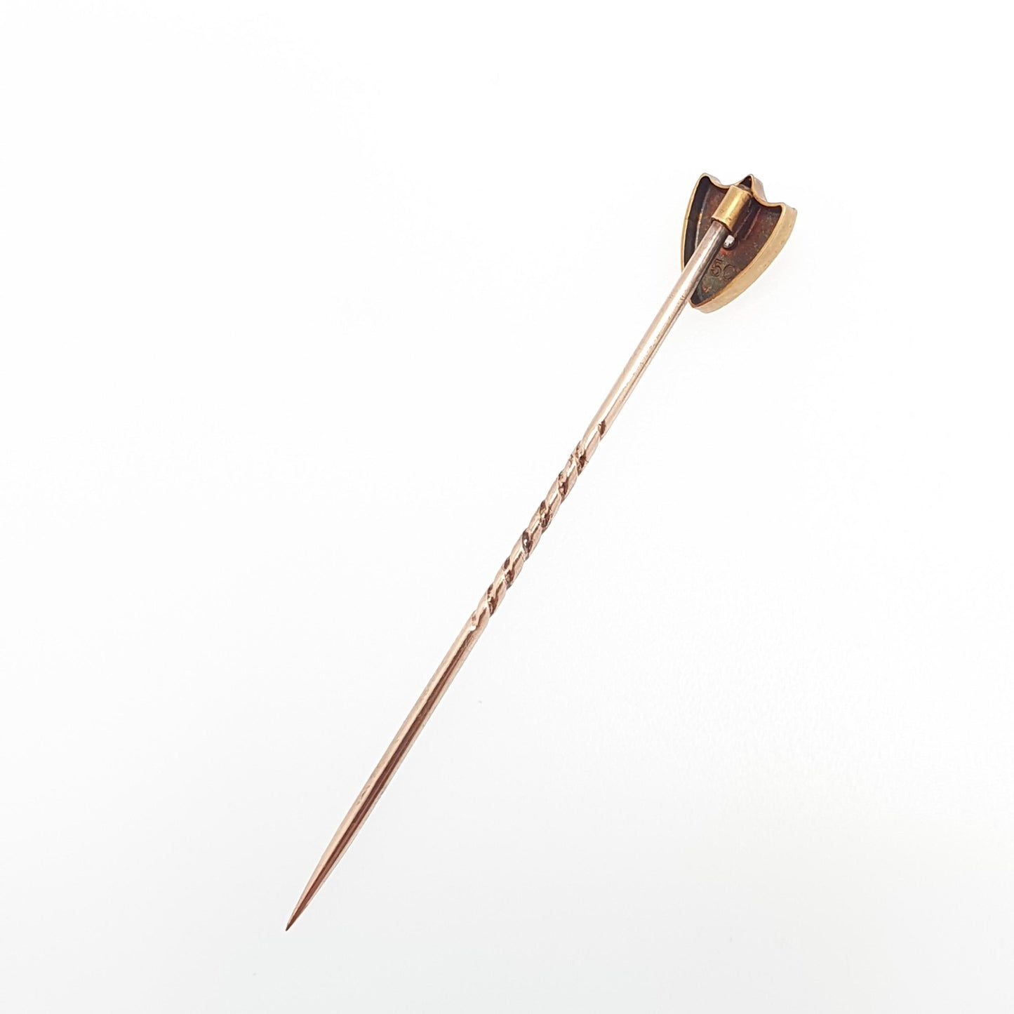 Antique Victorian 15ct Gold Diamond Shield Stick Pin Old Cut 9ct 9k Pin Natural Gemstone Vintage Lapel