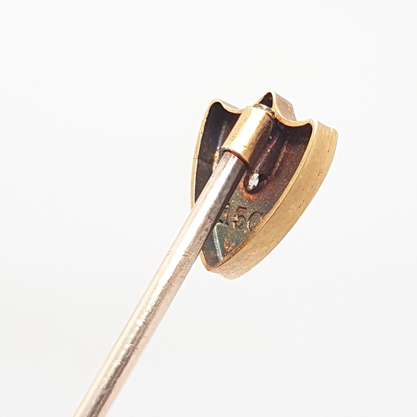Antique Victorian 15ct Gold Diamond Shield Stick Pin Old Cut 9ct 9k Pin Natural Gemstone Vintage Lapel
