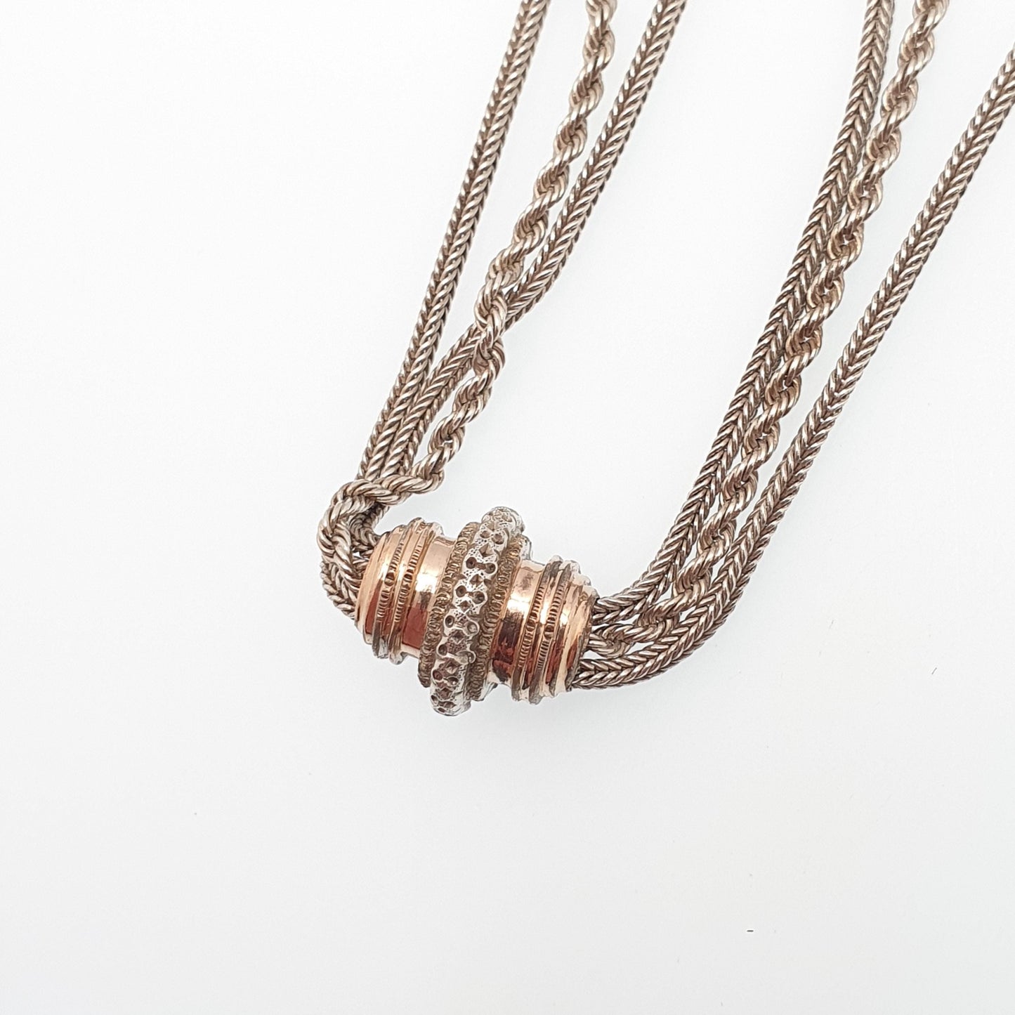 Antique Solid Silver Albertina Bracelet Victorian Rose Gold Slider Dog Clip 11.63g 21.5cm Vintage Womens Jewelry Jewellery