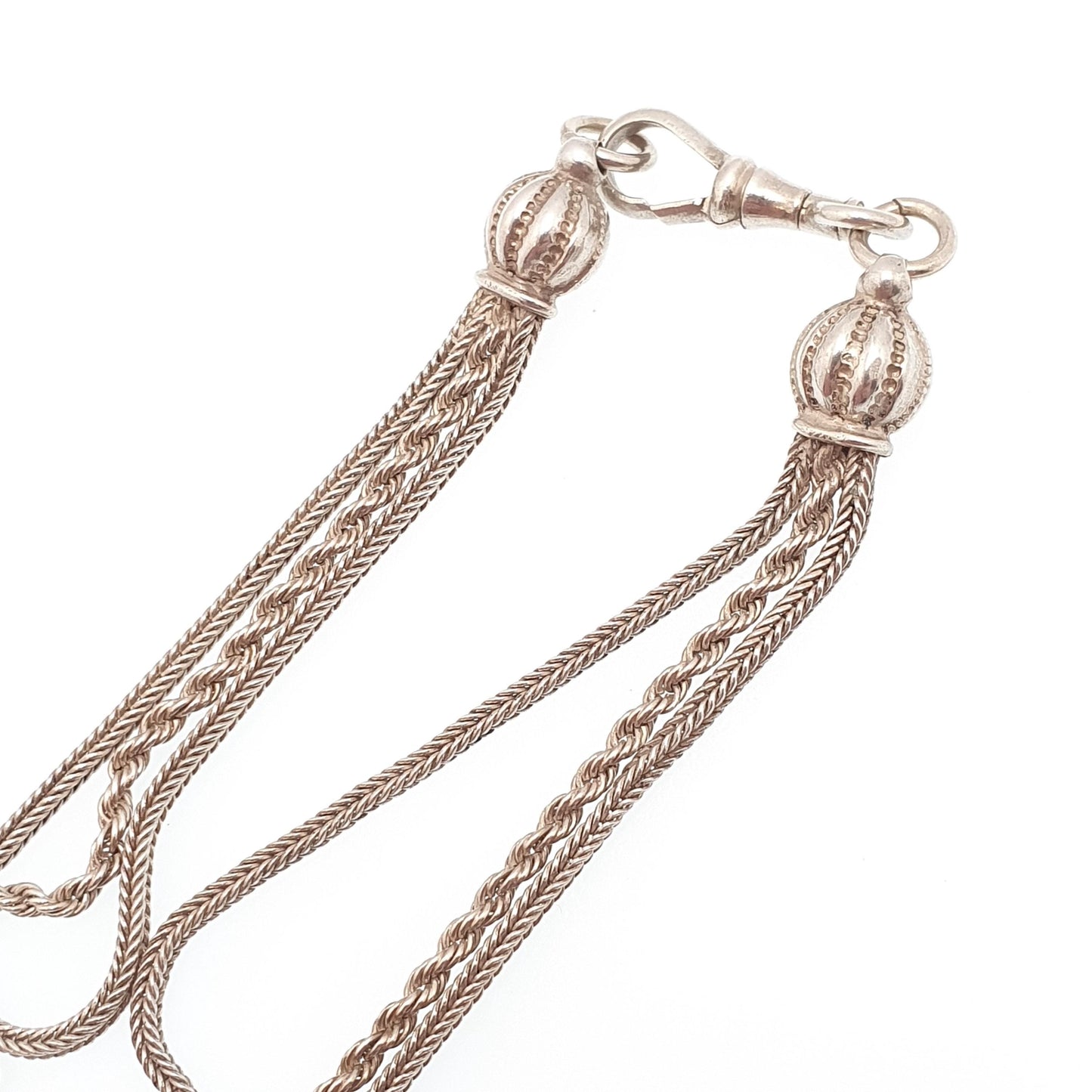 Antique Solid Silver Albertina Bracelet Victorian Rose Gold Slider Dog Clip 11.63g 21.5cm Vintage Womens Jewelry Jewellery