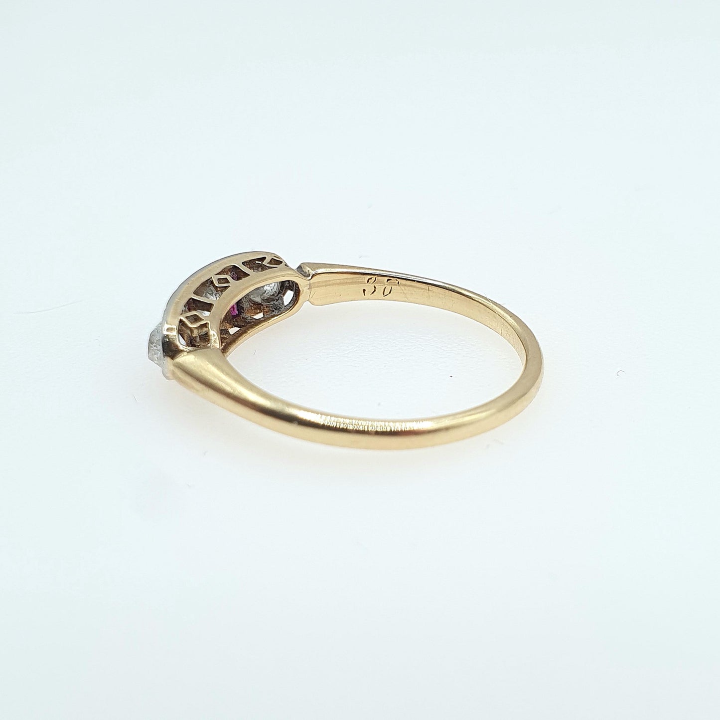 Antique 18ct Gold Natural Ruby & Diamond Ring Art Deco Solid 750 1920s Vintage Jewelry Jewellery
