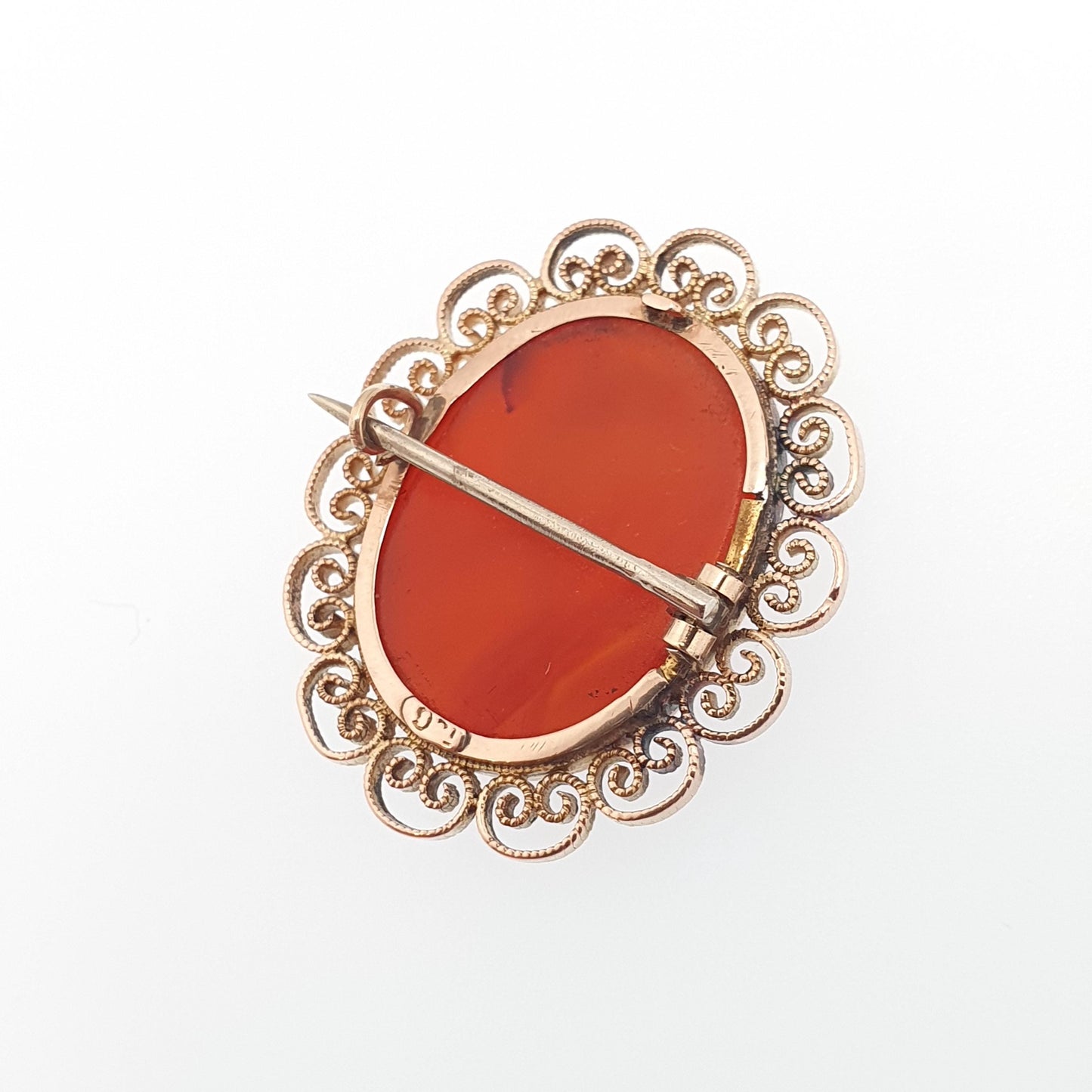 Antique Victorian 9ct Gold Virgin Mary Intaglio Brooch Pin Carnelian Gemstone Solid 9k 9kt Mother Vintage