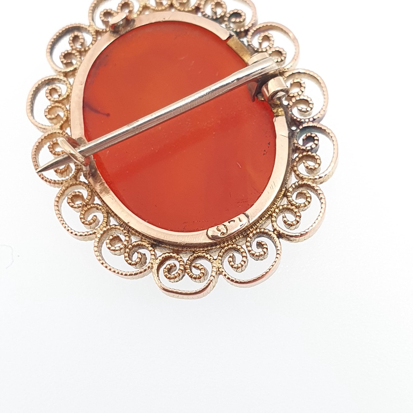 Antique Victorian 9ct Gold Virgin Mary Intaglio Brooch Pin Carnelian Gemstone Solid 9k 9kt Mother Vintage