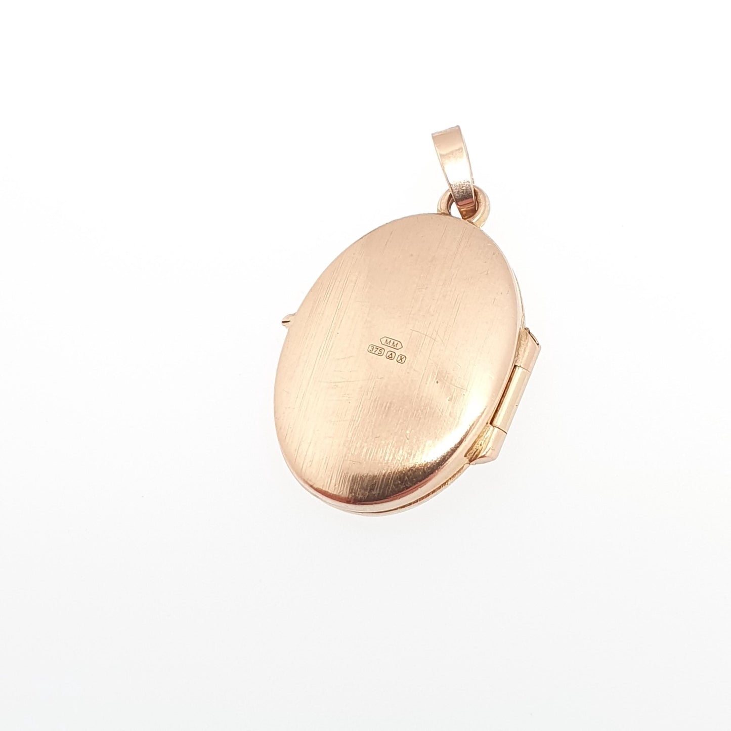 Vintage Solid 9ct 9k Gold Locket Oval All 9kt Flower Engraved Necklace Photo Picture Pendant