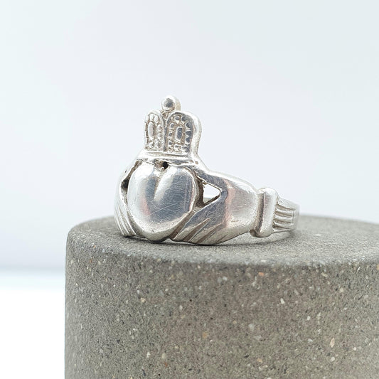 Vintage Sterling Silver Claddagh Ring Hear and Hands Irish Loyalty Friendship Celtic Mens Womens Jewelry Jewellery