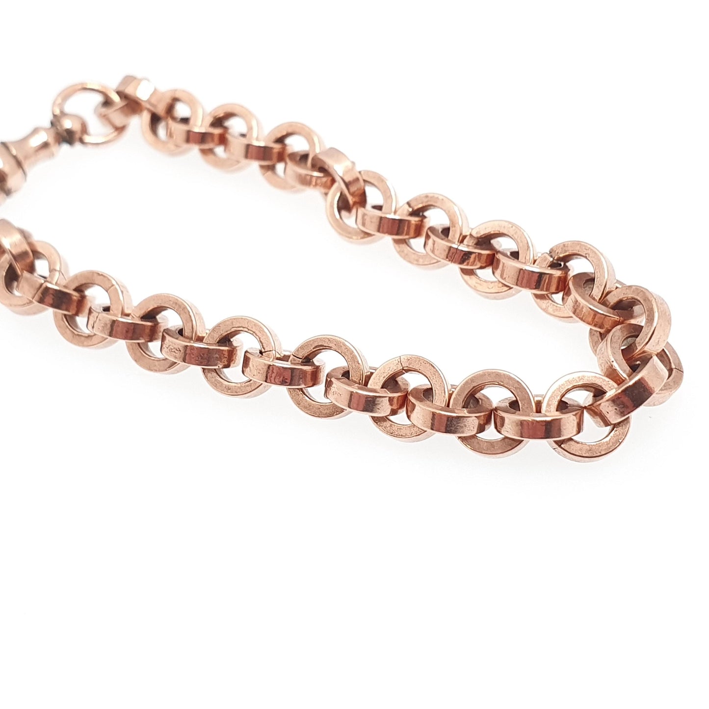 Antique Rolled Rose Gold Bracelet Dog Clip Albert Chain Rolo Belcher Link 19cm 7.5" 16.73g Jewelry Jewellery