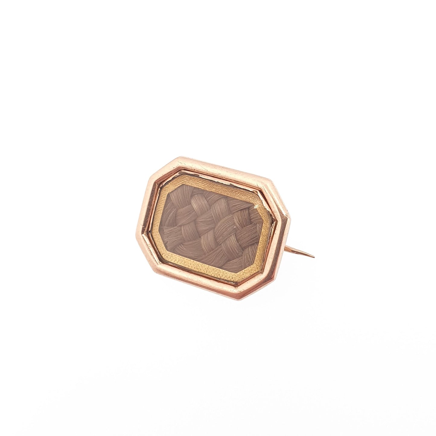 Antique 9ct Rose Gold Mourning Brooch Locket Braided Hair Solid 9k 375 Vintage Womens Jewellery Jewelry