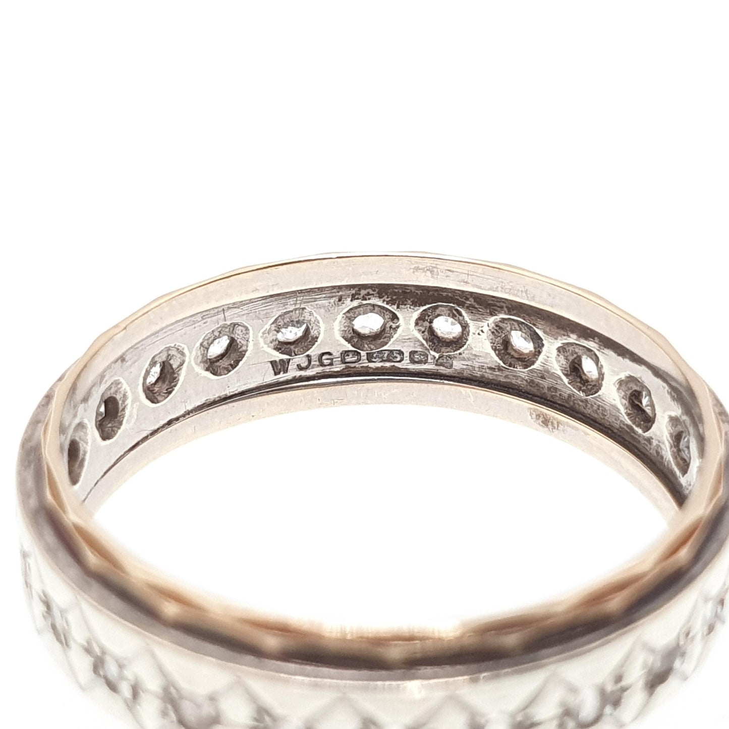 Vintage Solid 9ct Gold Full Eternity Ring X Border White Spinel 9k 375 Band Sparkly Stacker Stacking Jewelry Jewellery