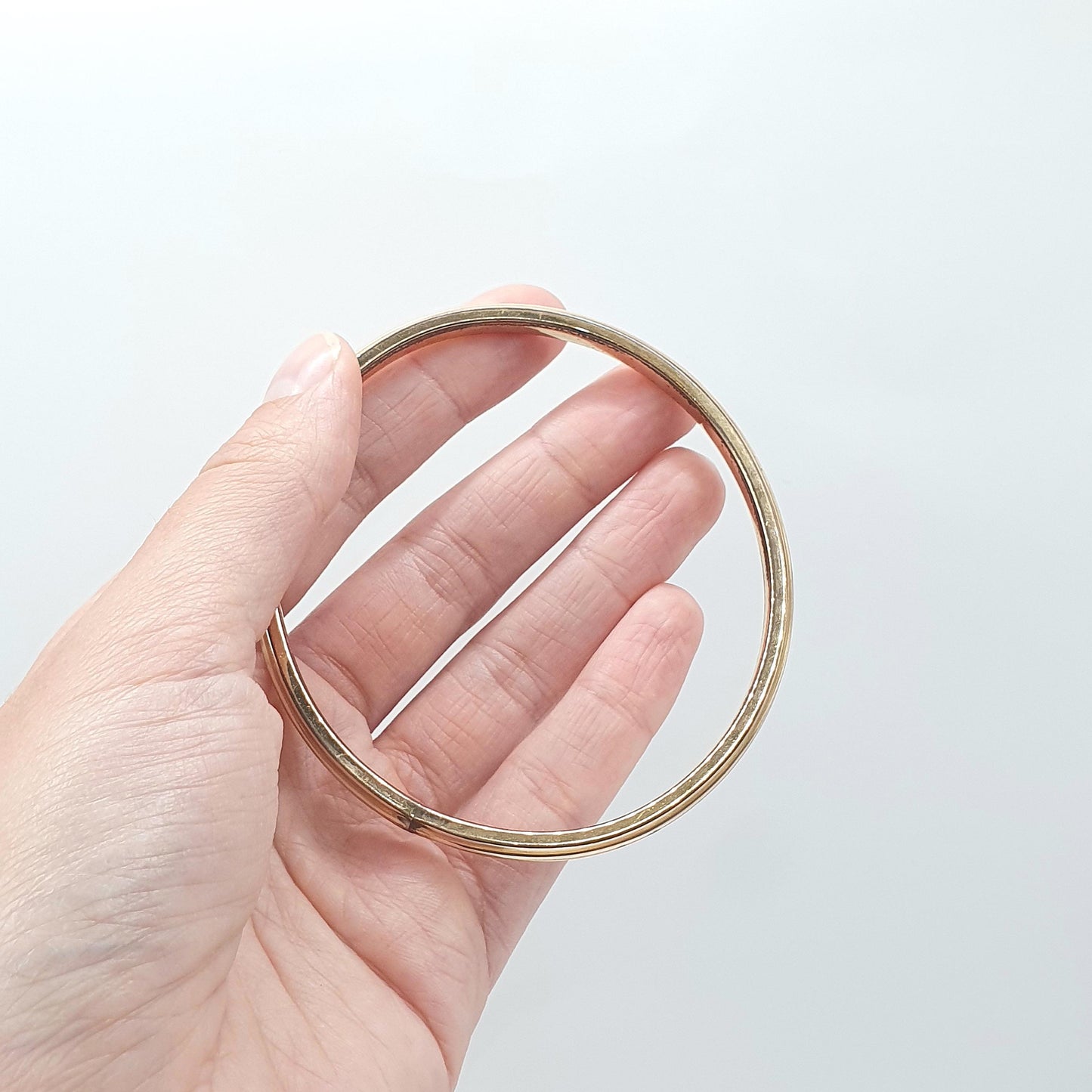Antique Victorian Rolled Gold Slave Bangle Rose Gold Filled Circle Round Womens Ladies Jewelry Retro Jewellery