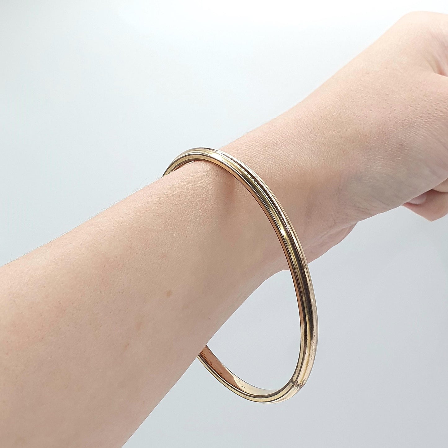 Antique Victorian Rolled Gold Slave Bangle Rose Gold Filled Circle Round Womens Ladies Jewelry Retro Jewellery