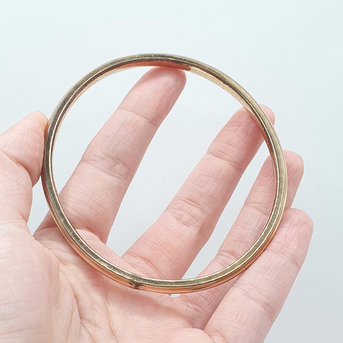 Antique Victorian Rolled Gold Slave Bangle Rose Gold Filled Circle Round Womens Ladies Jewelry Retro Jewellery