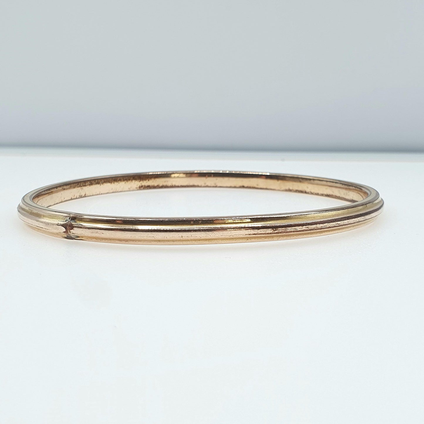 Antique Victorian Rolled Gold Slave Bangle Rose Gold Filled Circle Round Womens Ladies Jewelry Retro Jewellery