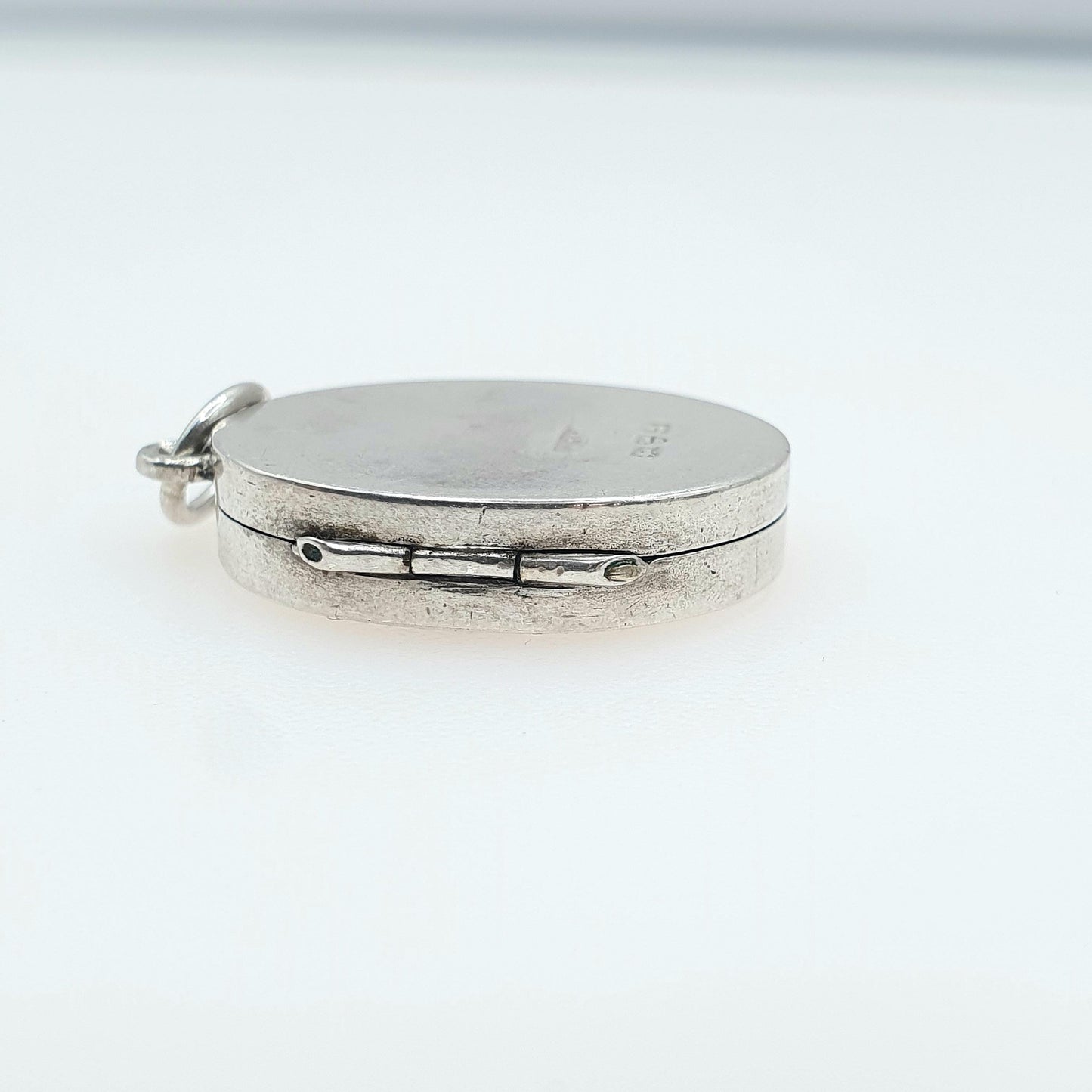 Antique Victorian Sterling Silver Flower Locket Small Oval Picture Photo Picture Keepsake Gift Womens Jewelry Jewellery