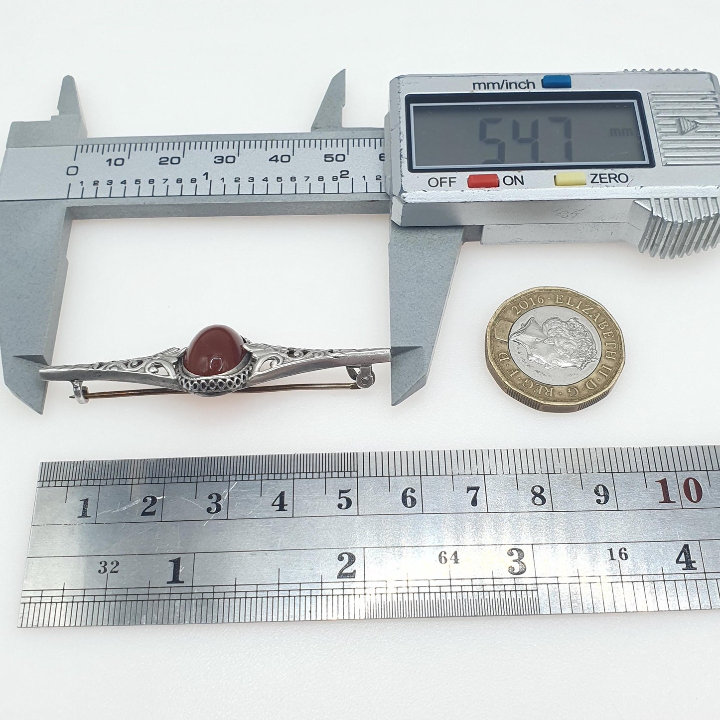 Antique Solid Silver Natural Carnelian Brooch Orange Arts and Crafts Handmade Quartz Gemstone Vintage Jewelry Jewellery