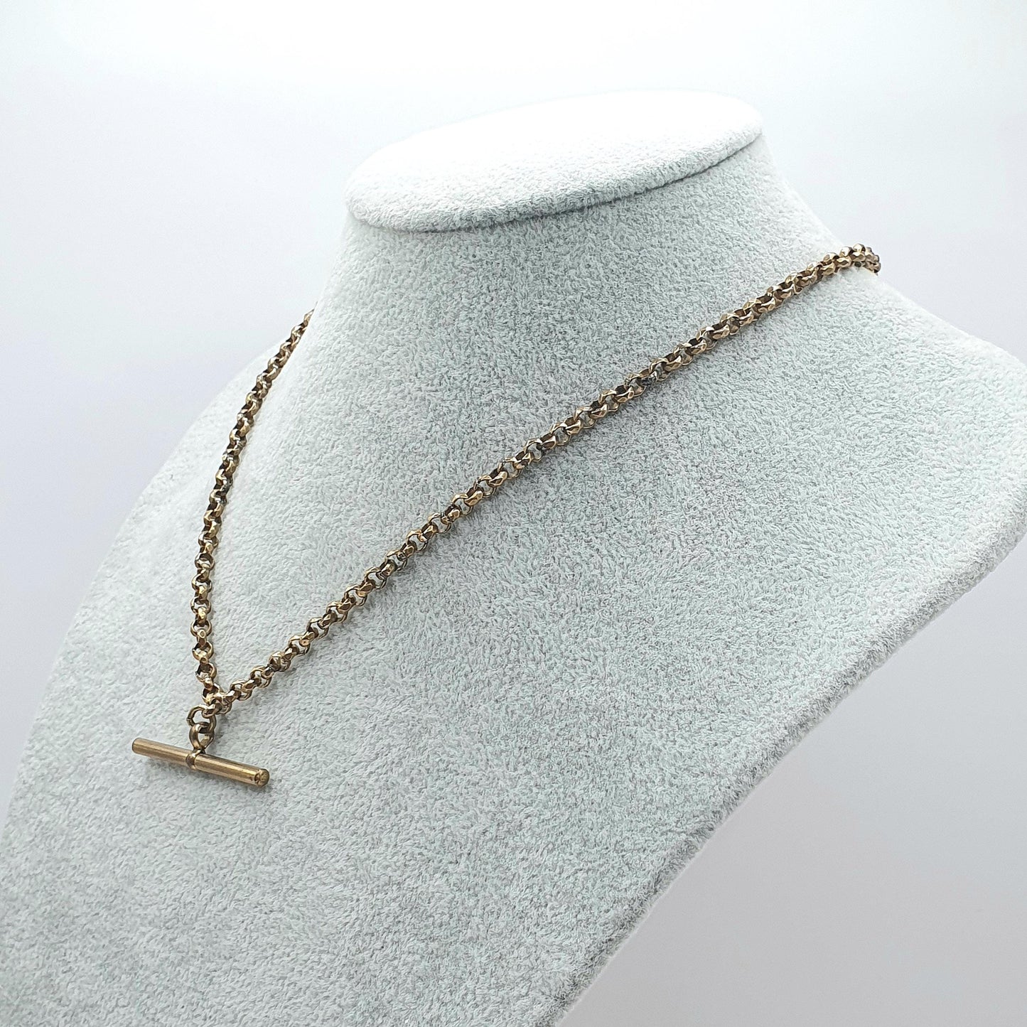 Antique Rolled Gold Belcher Link T Bar Necklace Dog Clip Albert Chain Pocket Watch Gold Filled Vintage Jewellery 44cm 16.99g