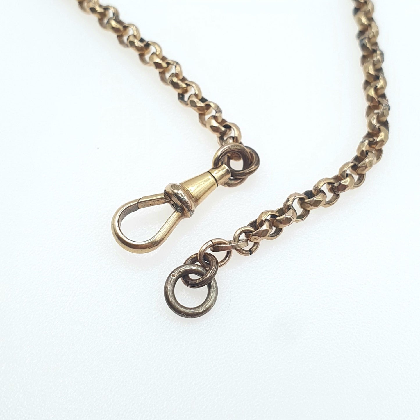 Antique Rolled Gold Belcher Link T Bar Necklace Dog Clip Albert Chain Pocket Watch Gold Filled Vintage Jewellery 44cm 16.99g