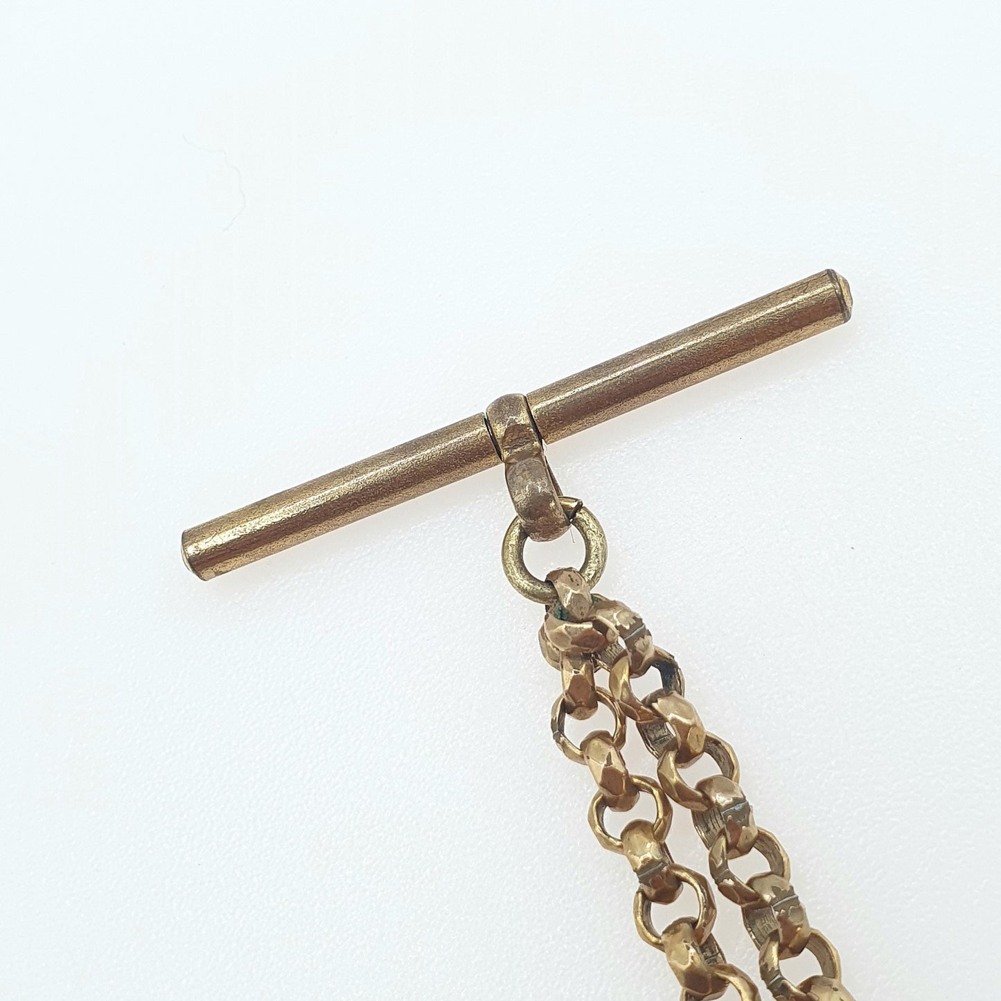 Antique Rolled Gold Belcher Link T Bar Necklace Dog Clip Albert Chain Pocket Watch Gold Filled Vintage Jewellery 44cm 16.99g