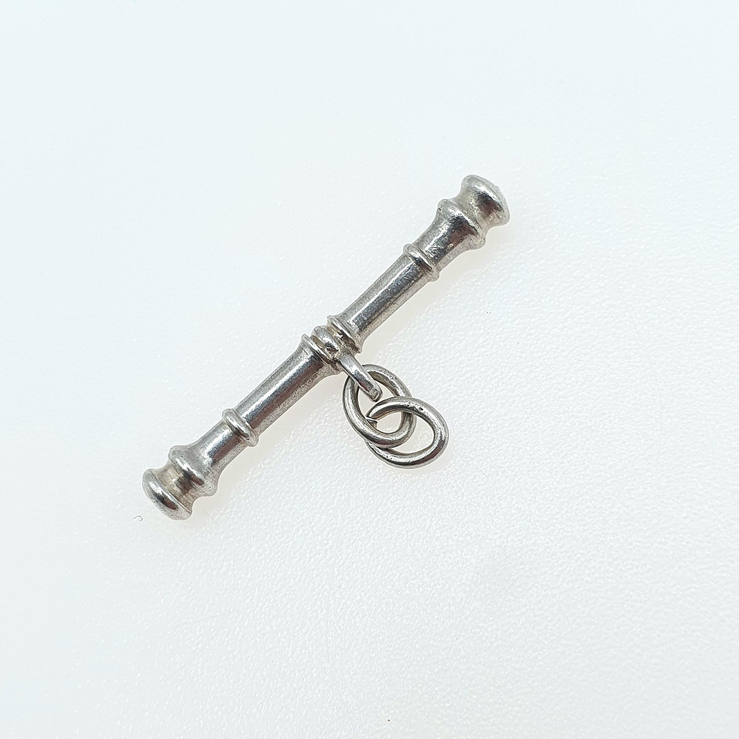 Antique Victorian Solid Silver T Bar Pendant Bulbed Ends Albertina Charm Pendant Necklace Vintage Womens Mens Jewelry Jewellery