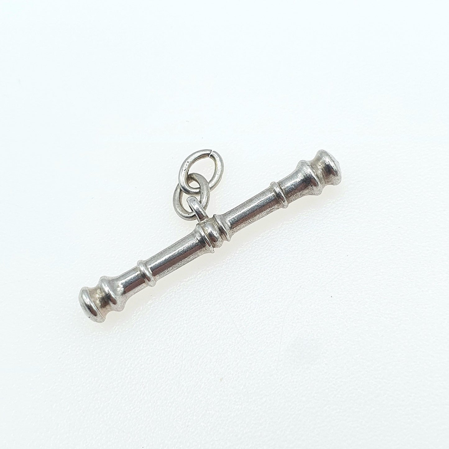 Antique Victorian Solid Silver T Bar Pendant Bulbed Ends Albertina Charm Pendant Necklace Vintage Womens Mens Jewelry Jewellery
