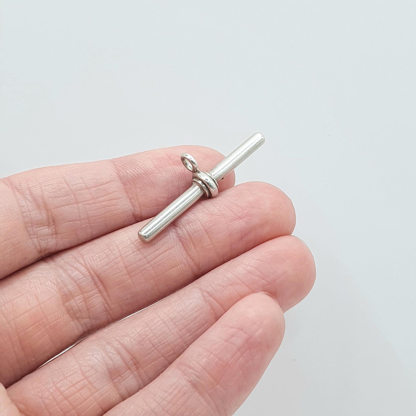 Antique Victorian Solid Silver T Bar Pendant Charm Necklace Unisex Mens Womens Jewelry Jewellery Albert Chain