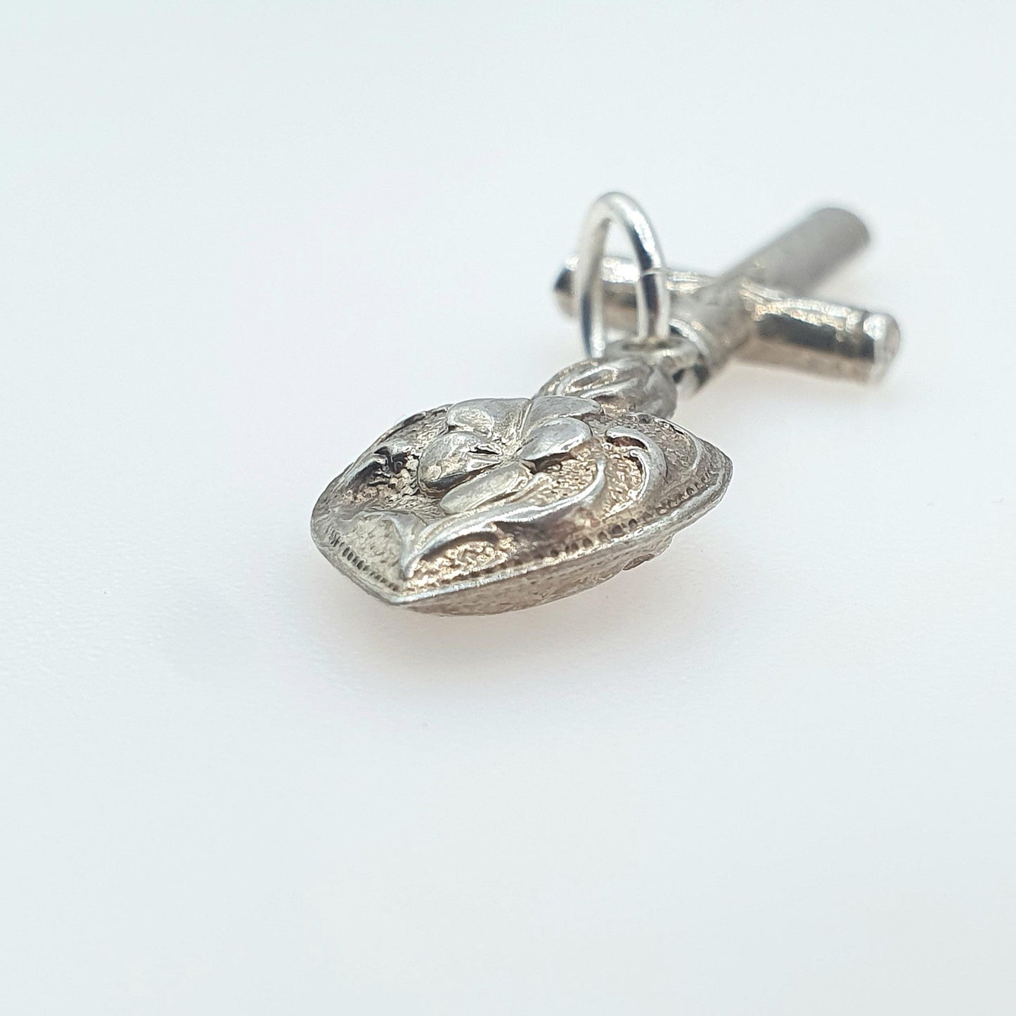 Antique Victorian Solid Silver Cross and Heart Charm Pendant Necklace Crucifix Religious Jewelry Vintage Jewellery