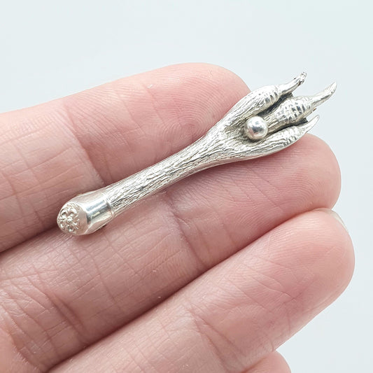 Antique Sterling Silver Grouse Foot Brooch Lucky Bird Claw Hunting Scottish Highlands Jewelry Jewellery Animal Unisex