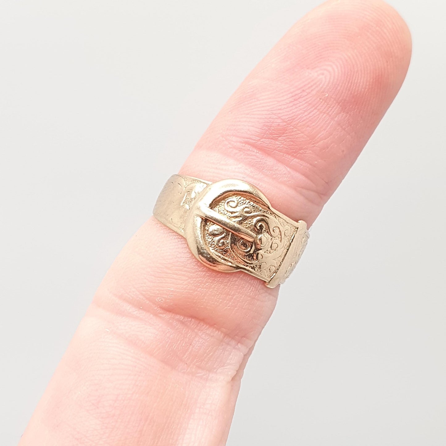Vintage 9k 9ct Gold Buckle Band Ring Stacking Stacker 1963 Hallmarked Solid 375 9kt Belt Jewelry Jewellery