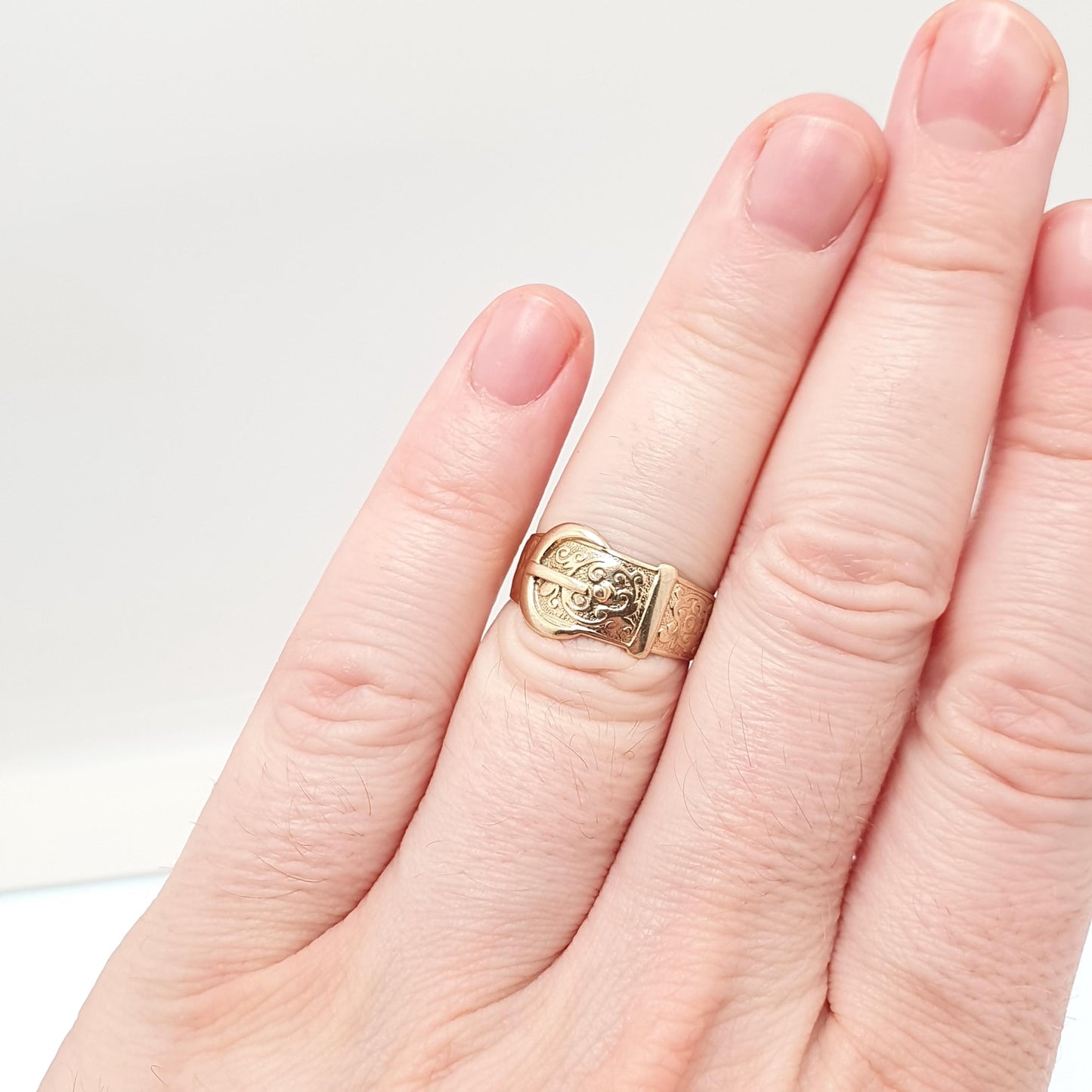 Vintage 9k 9ct Gold Buckle Band Ring Stacking Stacker 1963 Hallmarked Solid 375 9kt Belt Jewelry Jewellery