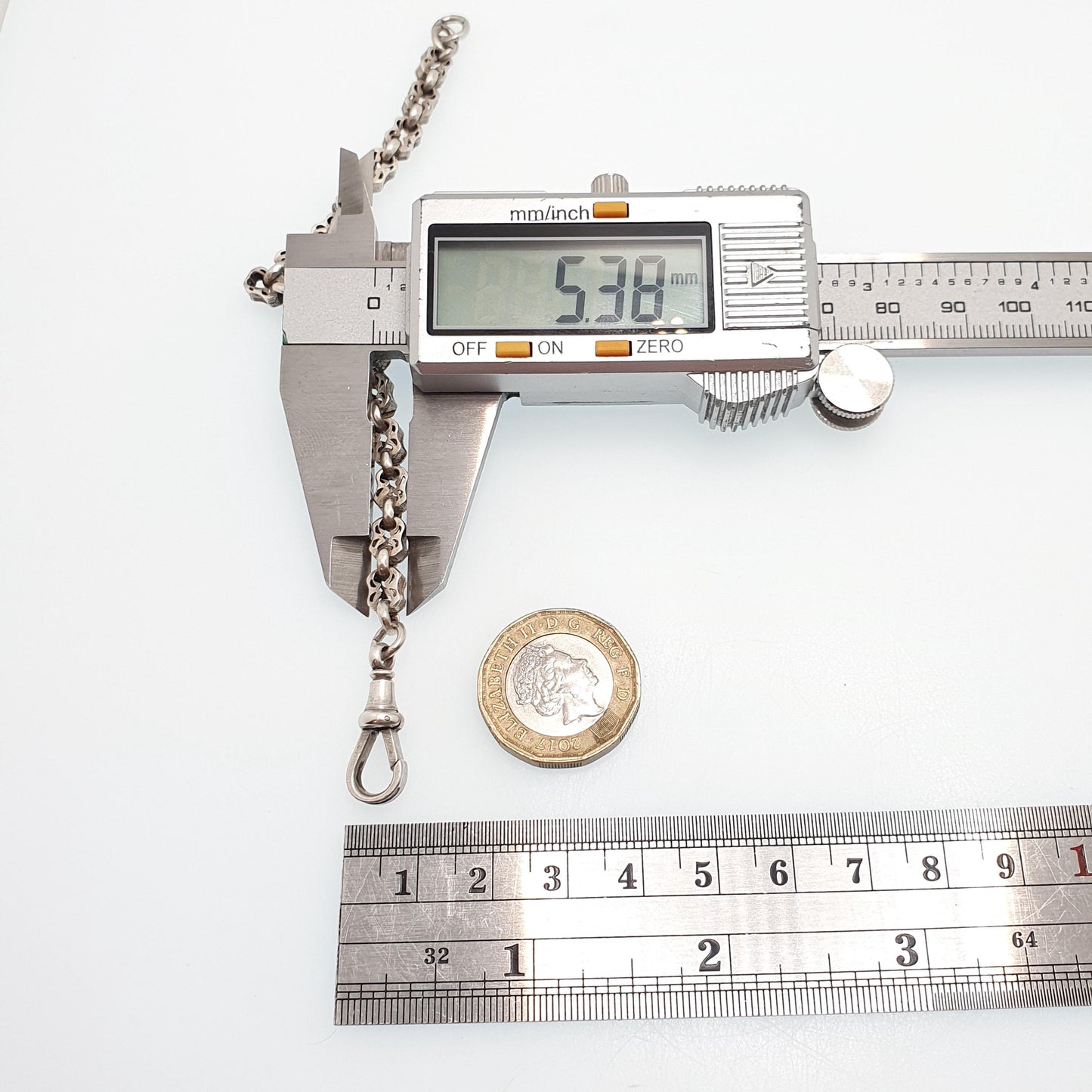 Antique Sterling Silver Victorian Bracelet Fancy Link Stars and Bars Style Dog Clip 8.50g 18cm Vintage Womens Jewelry