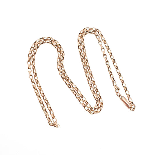 Antique Victorian 9ct Rose Gold Chain Necklace Belcher Cable Link Solid 9k Vintage 2.62g 42cm