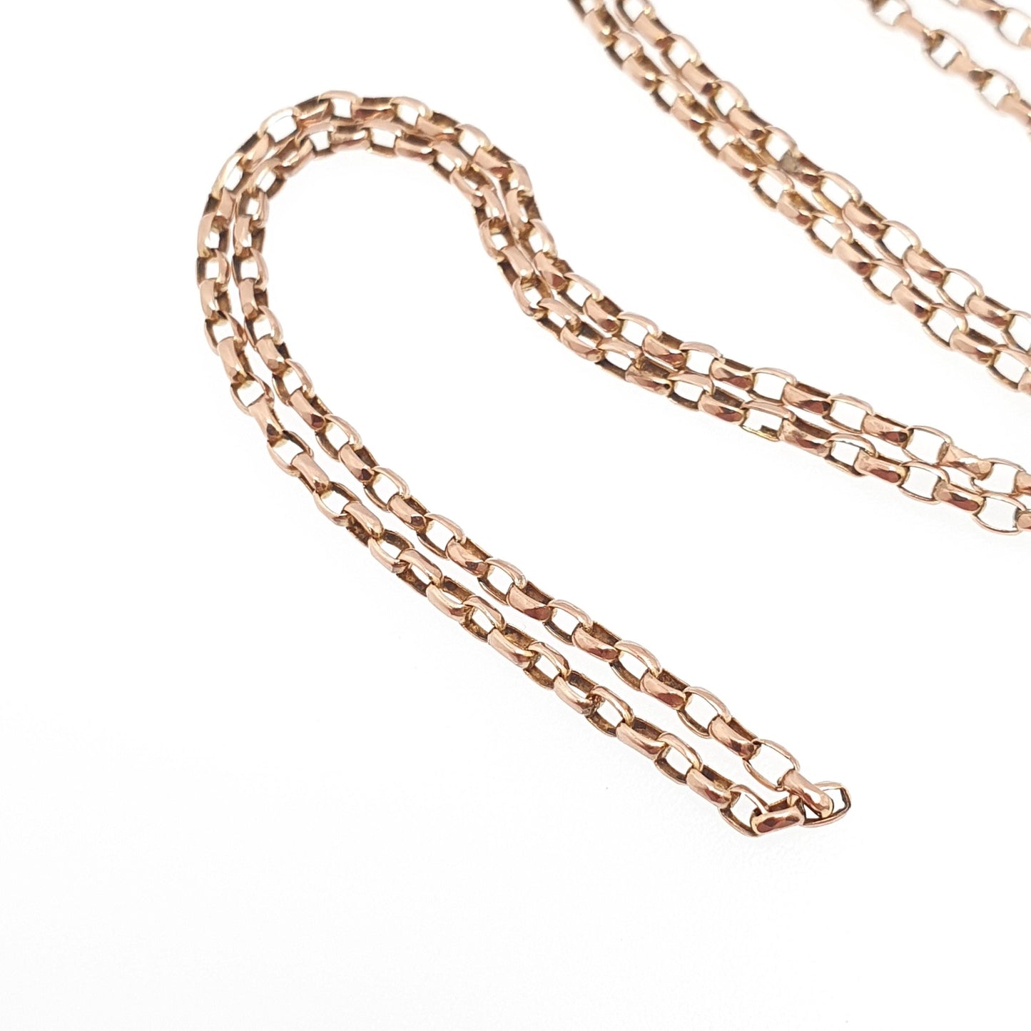 Antique Victorian 9ct Rose Gold Chain Necklace Belcher Cable Link Solid 9k Vintage 2.62g 42cm