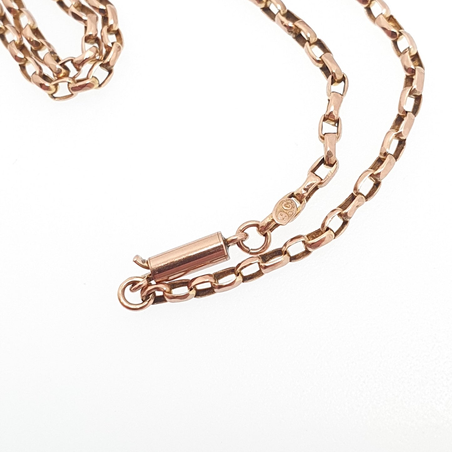 Antique Victorian 9ct Rose Gold Chain Necklace Belcher Cable Link Solid 9k Vintage 2.62g 42cm