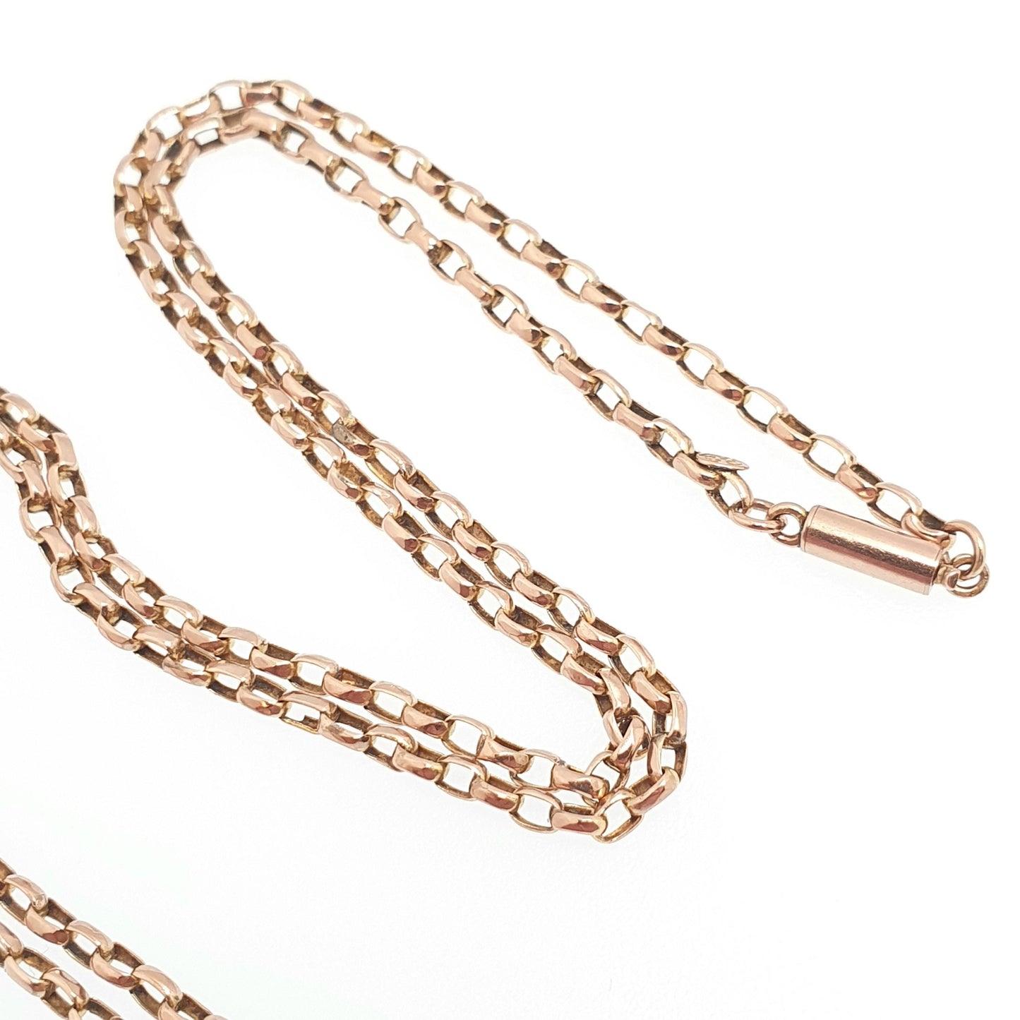 Antique Victorian 9ct Rose Gold Chain Necklace Belcher Cable Link Solid 9k Vintage 2.62g 42cm