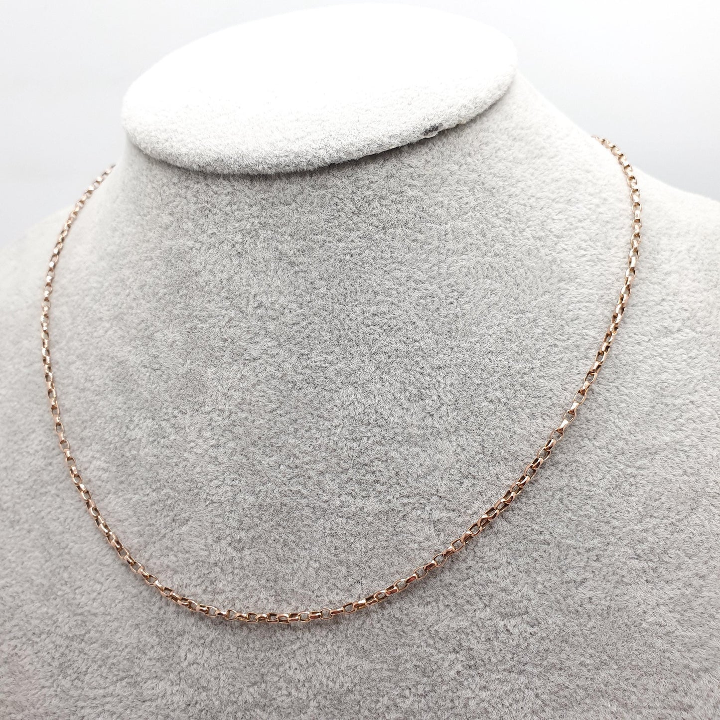 Antique Victorian 9ct Rose Gold Chain Necklace Belcher Cable Link Solid 9k Vintage 2.62g 42cm