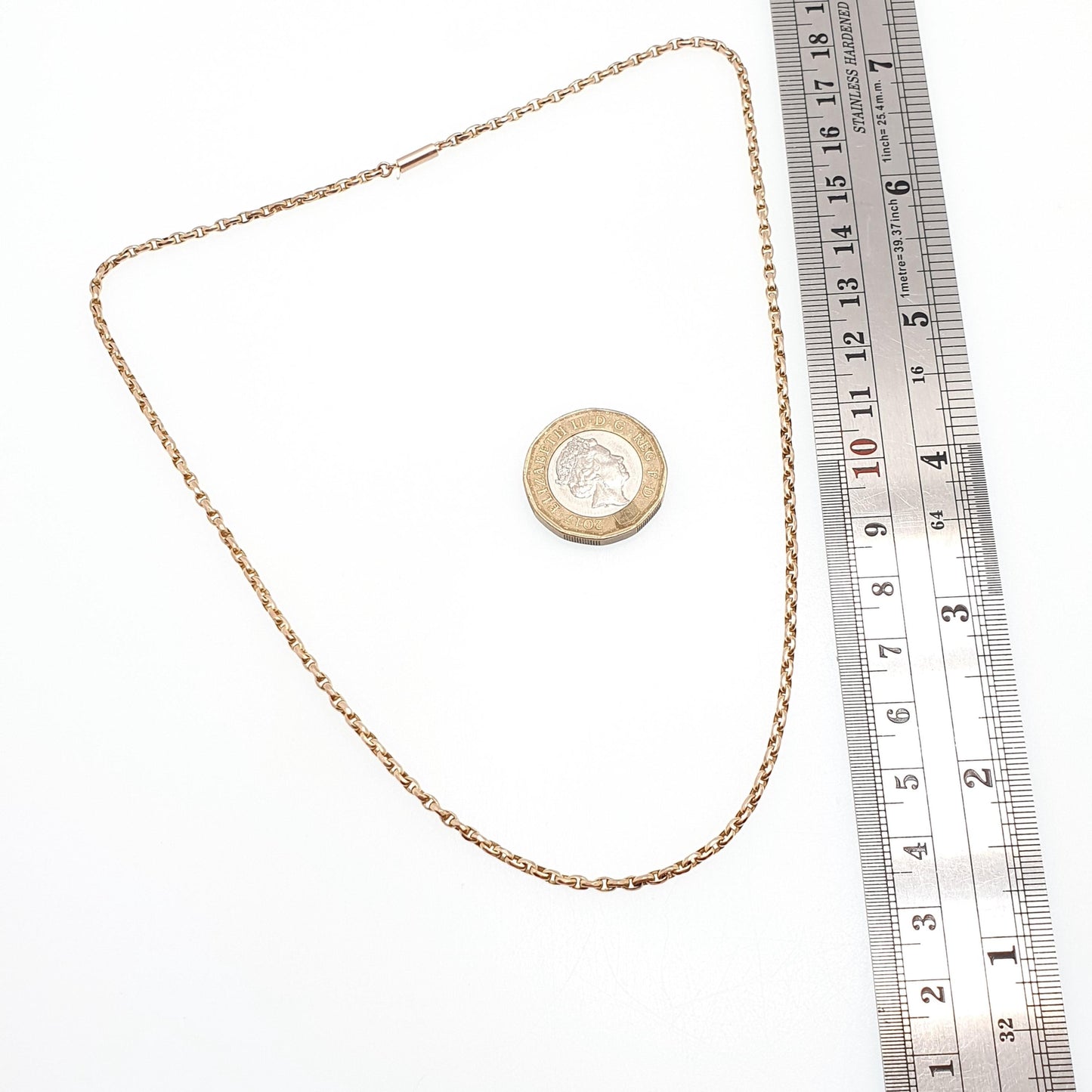 Antique Victorian 9ct Rose Gold Chain Necklace Belcher Cable Link Solid 9k Vintage 4.84g