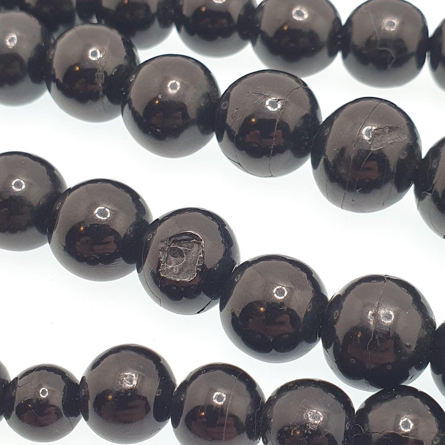 Antique Victorian Whitby Jet Round Bead Necklace Very Long 99cm 38" Graduating Genuine Mourning Vintage