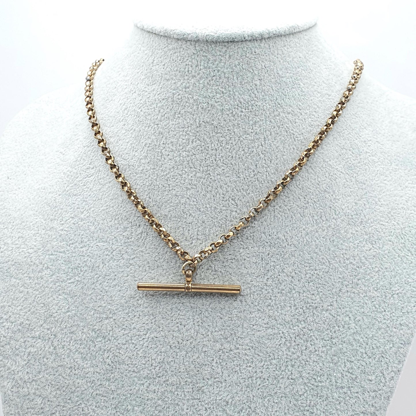 Antique Rolled Gold Belcher Link T Bar Necklace Dog Clip Albert Chain Pocket Watch Gold Filled Vintage Jewellery 44cm 16.99g