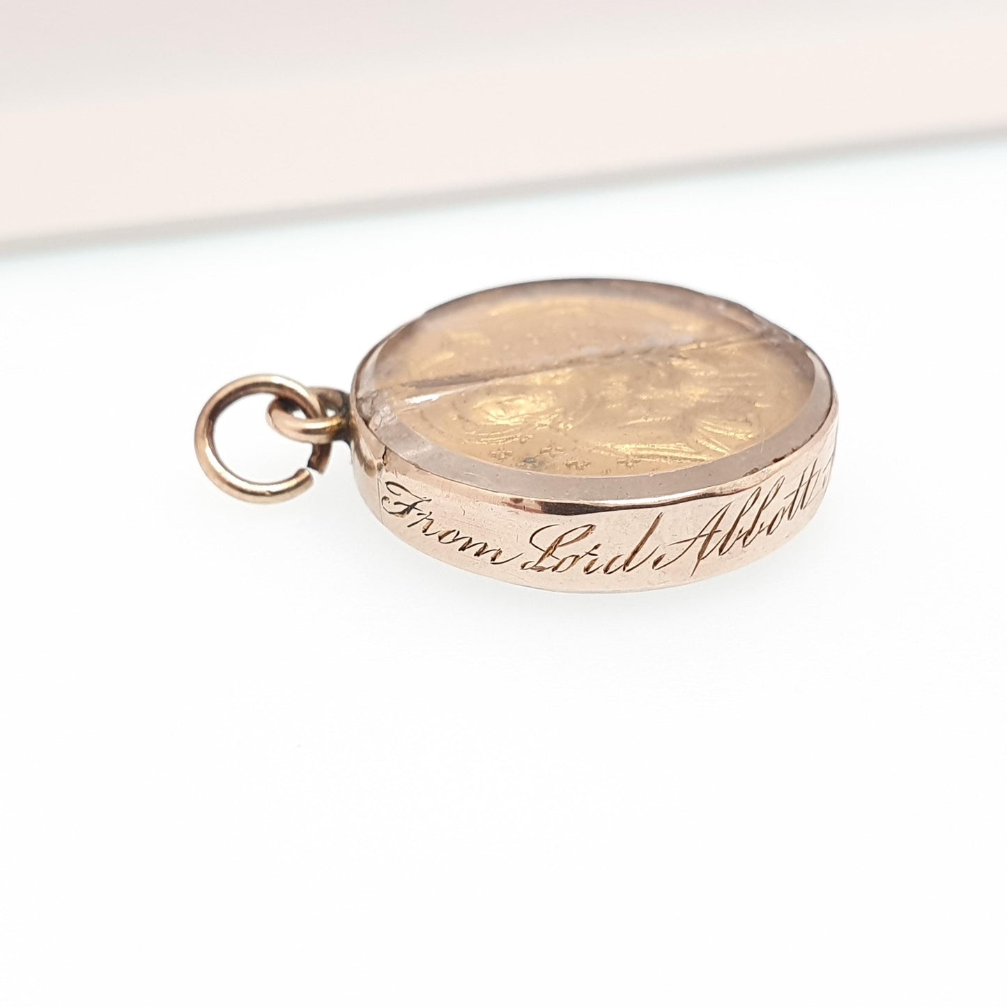 Antique 15ct Gold Religious Medal Coin Locket 1877 Lord Abbott Alcock Pendant Necklace Christian Monk Vintage Jewelry Jewellery