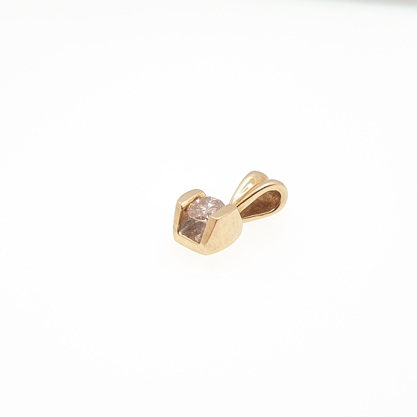 Vintage 18ct Gold Diamond Pendant 0.15ct Necklace Solid 750 18k Solitaire Small Brilliant Cut Natural Gemstone