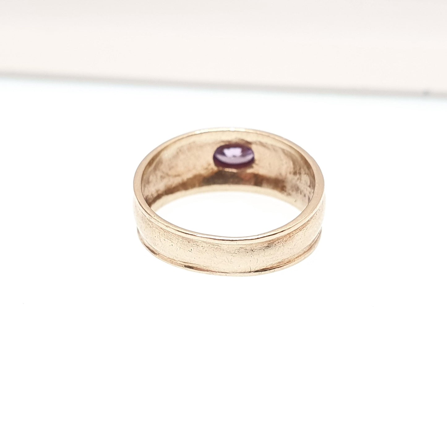Vintage 9ct Gold Amethyst Ring Stepped Shoulder Domed Solitaire Oval Cut Solid 9k 9kt Womens Jewelry