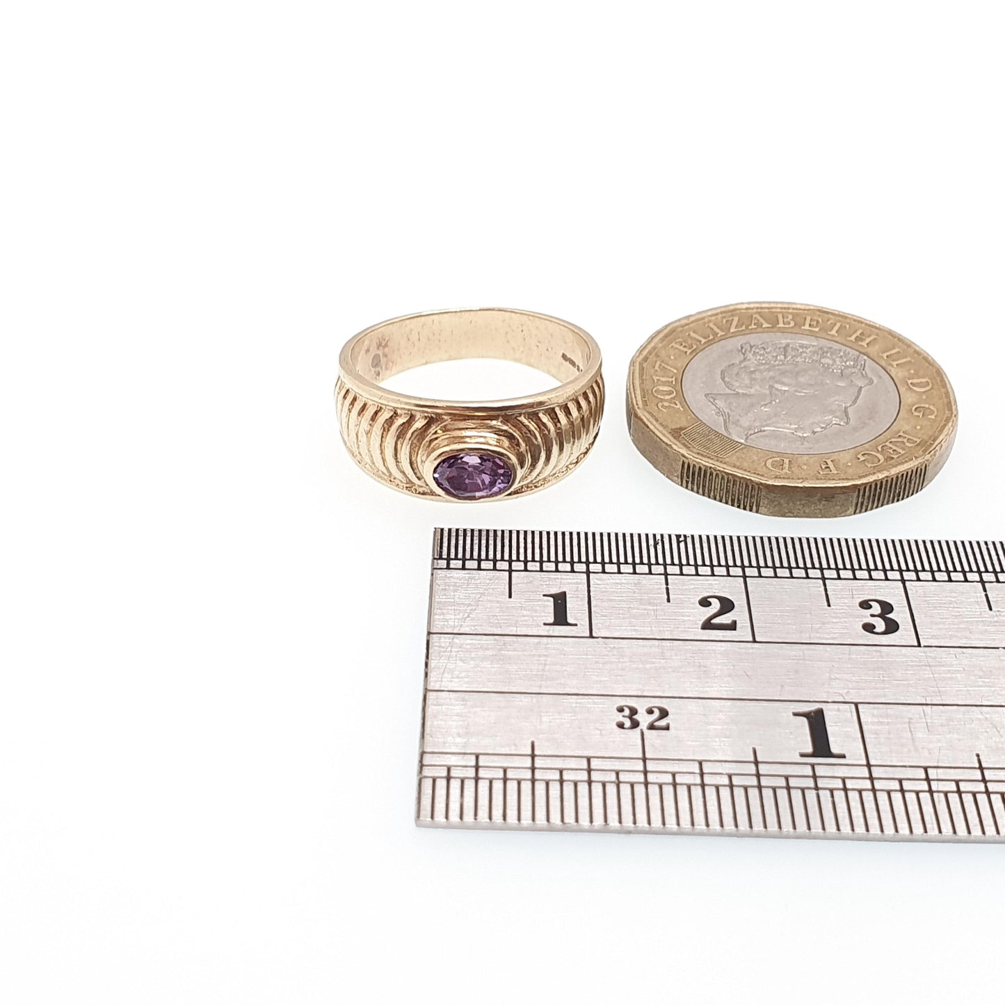 Vintage 9ct Gold Amethyst Ring Stepped Shoulder Domed Solitaire Oval Cut Solid 9k 9kt Womens Jewelry