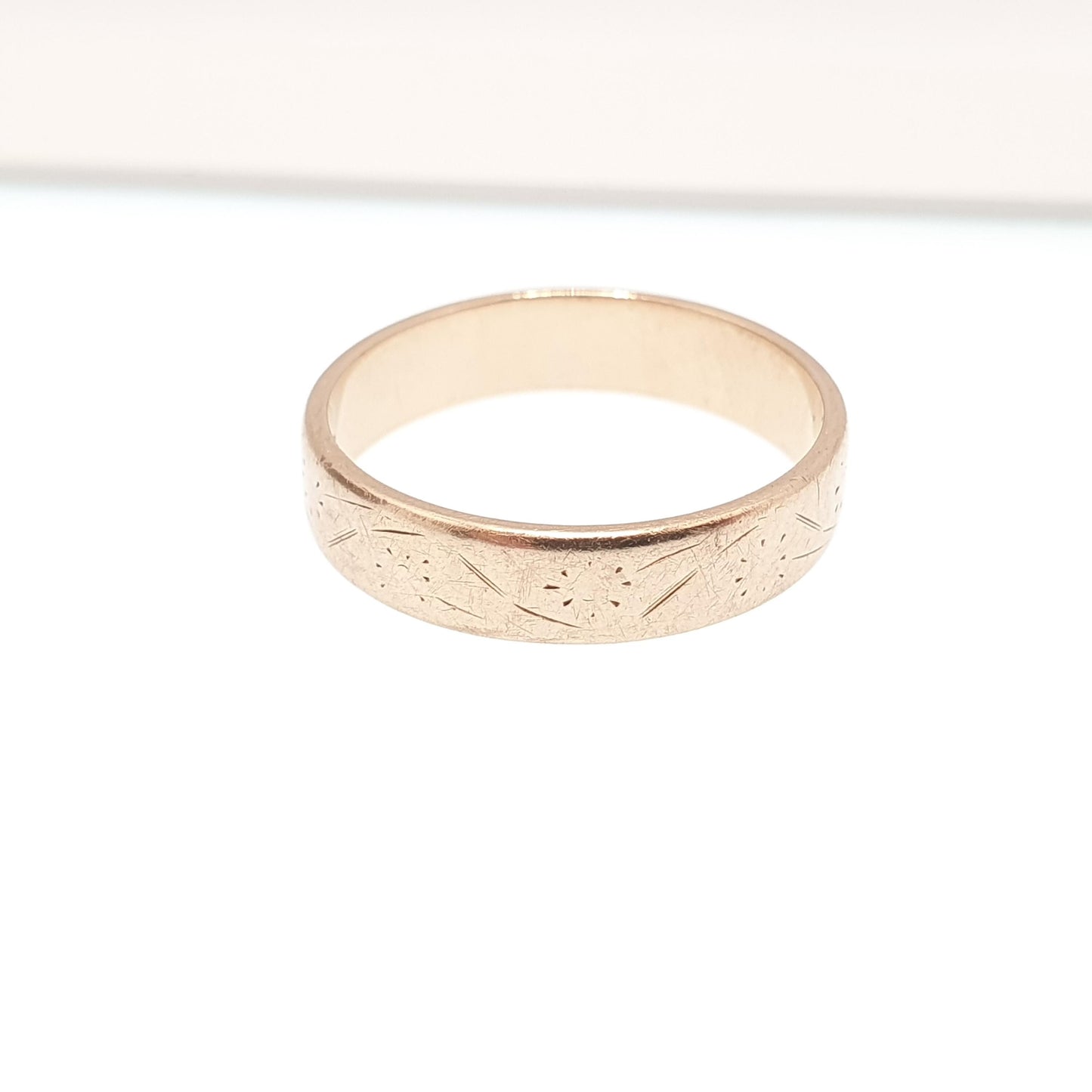 Vintage 9ct 9kt Gold Band Ring Wedding Engraved Solid 9k Stacking Stacker Mens Womens Jewelry Jewellery