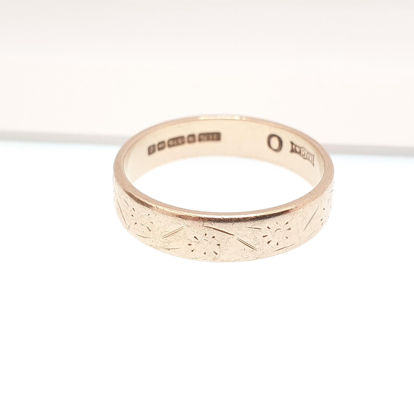 Vintage 9ct 9kt Gold Band Ring Wedding Engraved Solid 9k Stacking Stacker Mens Womens Jewelry Jewellery