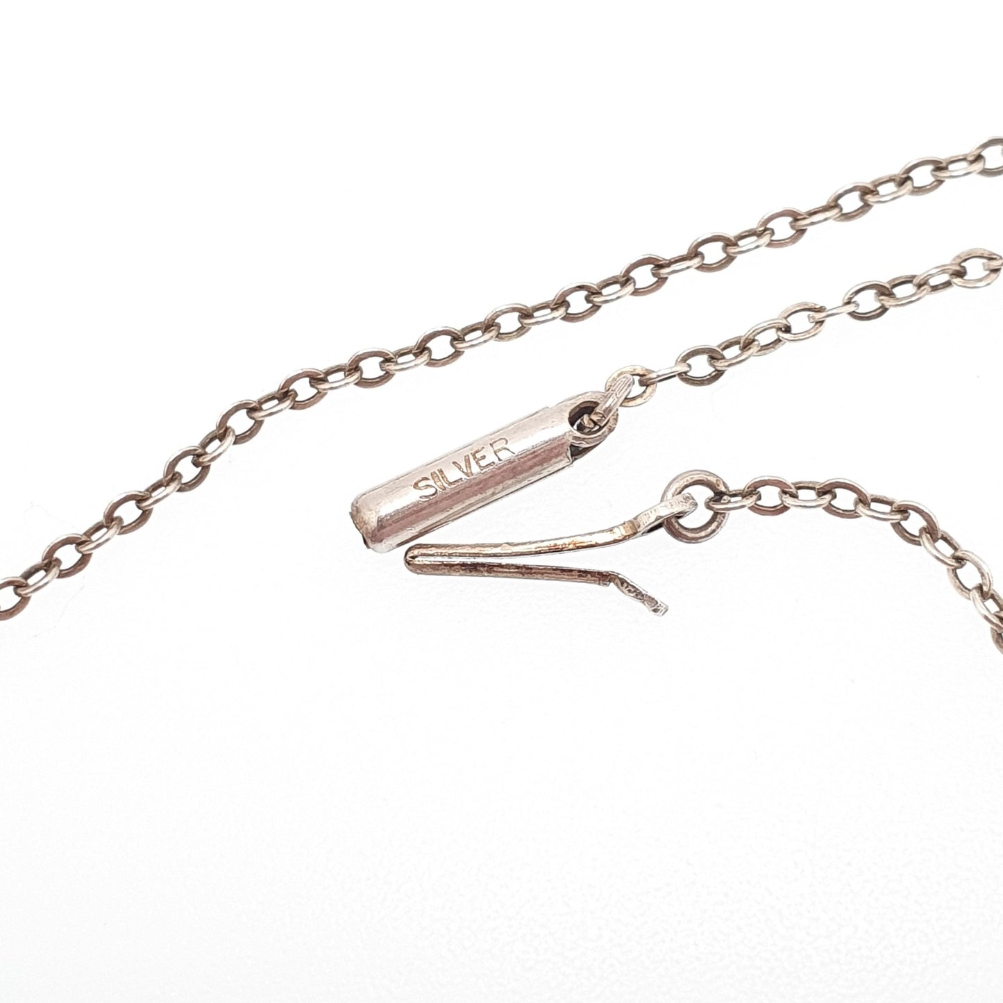 Antique Art Deco Solid Silver Ruby Paste Necklace Diamond Paste Y Pendant Sparkly Vintage Jewellery Jewelry