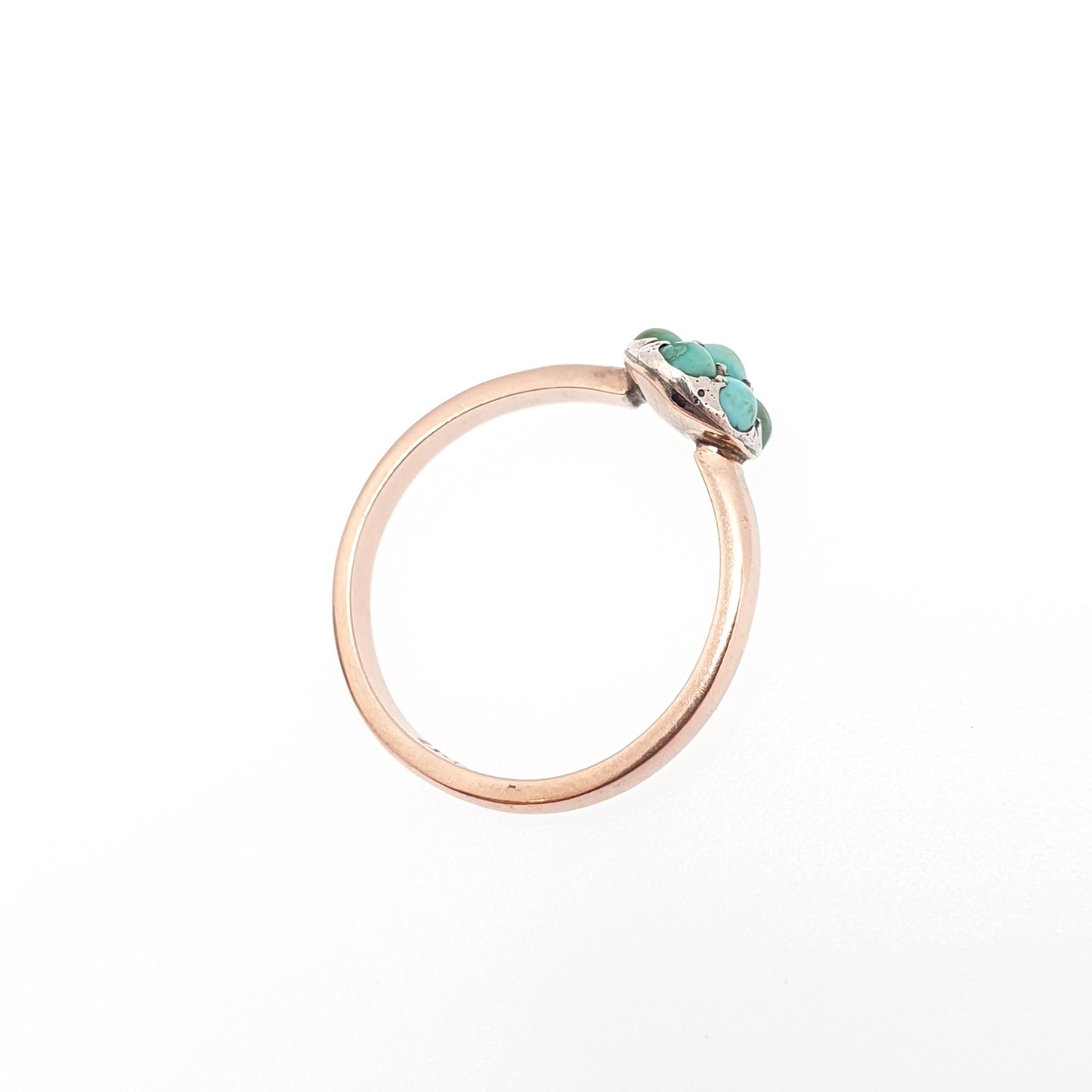 Antique Victorian 9ct Gold Turquoise Ring Cluster Forget Me Not Solid 9k Natural Gemstone Vintage